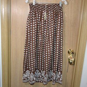 NWT Max Studio Linen Blend Boho Prairie Cottage-core Brown Skirt